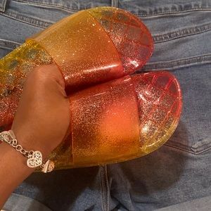 These are super cute ombré type Jelly sandals.